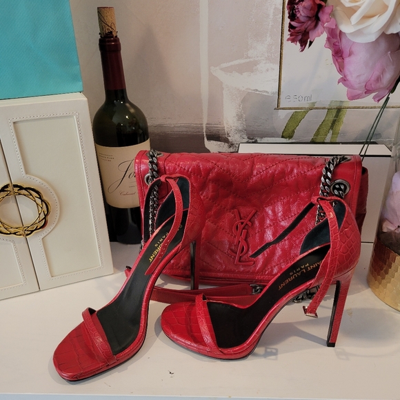 ONE DAY SALE!! 12/1/21.  Saint Laurent red crocodile sandals - Picture 7 of 7